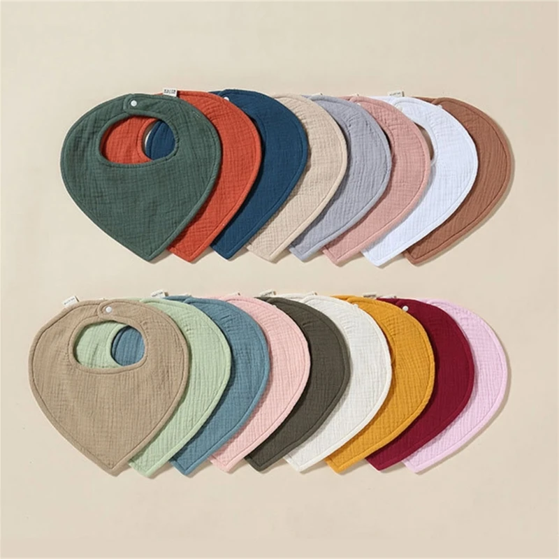 

100% Cotton Gauze Baby Bibs Adjustable Thicken Triangle Bib Newborns Boys Girls Feeding Burp Cloth Saliva Towel Baby Shower Gift