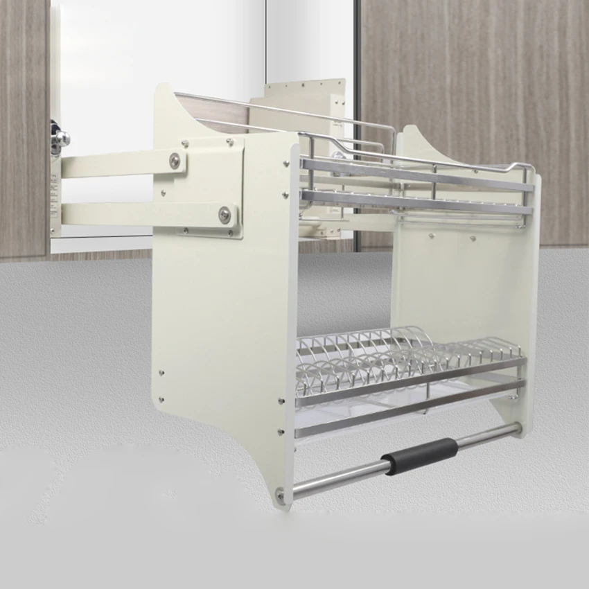 Kitchen Hanging Cabinet Lifting Pull Basket 304 Stainless Steel Dish&Bowl Racks Damping er 4-speed Adjustment Drawer Baskets