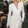 SILIWEYA Fashion Womens Suit Set Formal Occasion Elegant Two Piece Long Coat Wedding Party Wear Casual Robe V-neck Blazer Suits 5