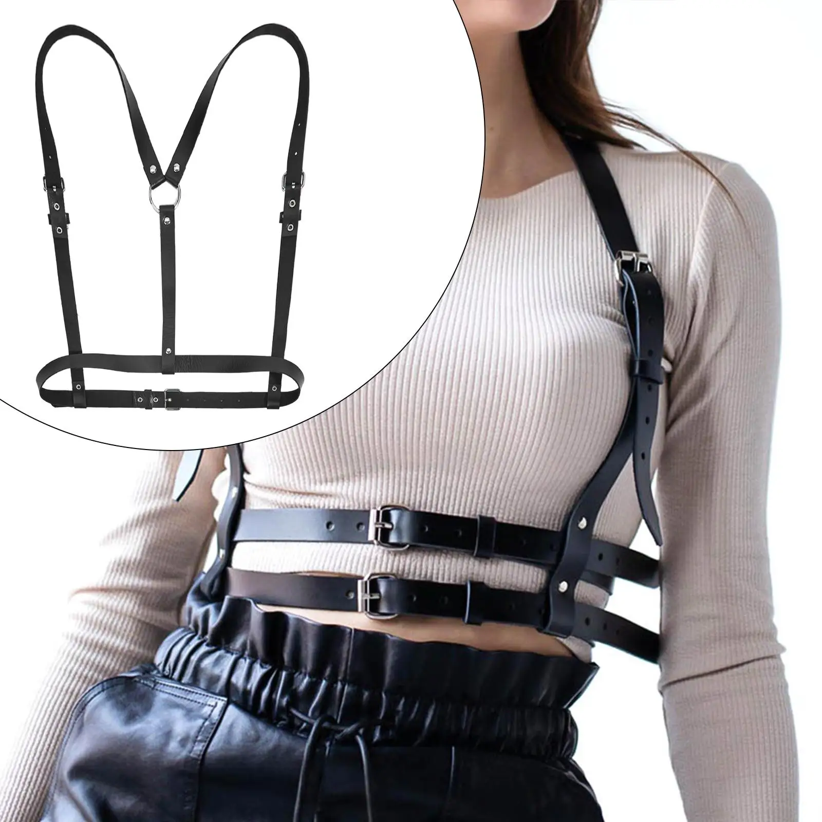 Women Waist Belt Waistband Fashion Adjustable Belts Decoration Harness Belt Punk Belt Vest Belt for Dresses Party Dating Cosplay