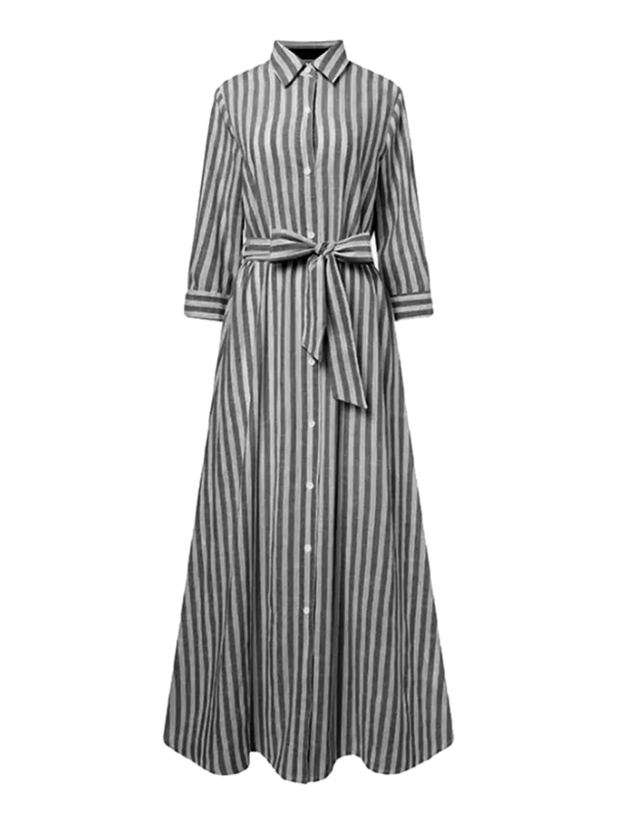 LW Plus Size dress Bandage Design Zebra Striped Shirt Dress Autumn Winter Women Elegant Long Shirts Dress Party Dress Maxi Dress