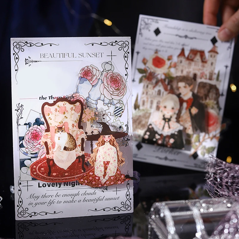 Mr Paper, 6 verschiedene Designs, Black Magic Collection, verzauberte Hexenfiguren, szenische Aufkleber, Scrapbooking-Aufkleber, Heimdekoration, Geschenke – Detail 6
