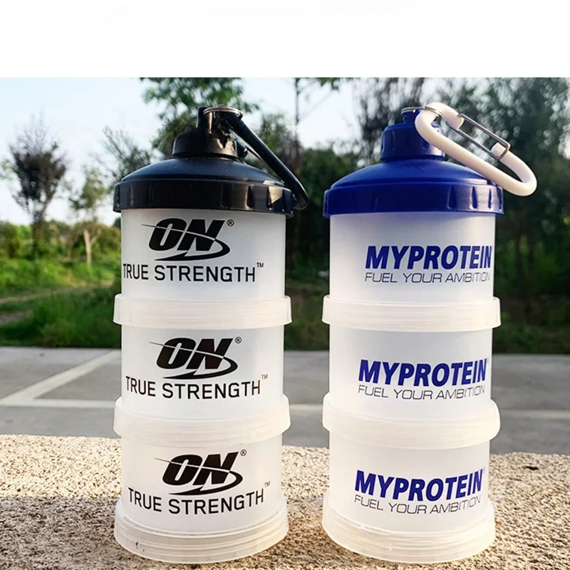 Portable Protein Powder Box Funnel Powder Box Fitness Supplement Bottle Handle Layered Storage Medicine Snack Can storage box storage jar protein powder bottle storage can protein powder box storage sets household storage sets medicine storage container plastic storage bottle