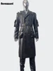 Nerazzurri Spring Autumn Cool Long Waterproof Distressed Black Pu Leather Trench Coat Men Belt Pockets Luxury Designer Clothes 1