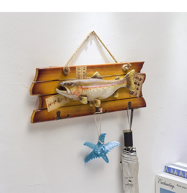 Mediterranean Style Wooden Hanging Fish American Country Wall Decoration  Fish Crafts Clothes And Hats Hook Fish Decoration - Wind Chimes & Hanging  Decorations - AliExpress