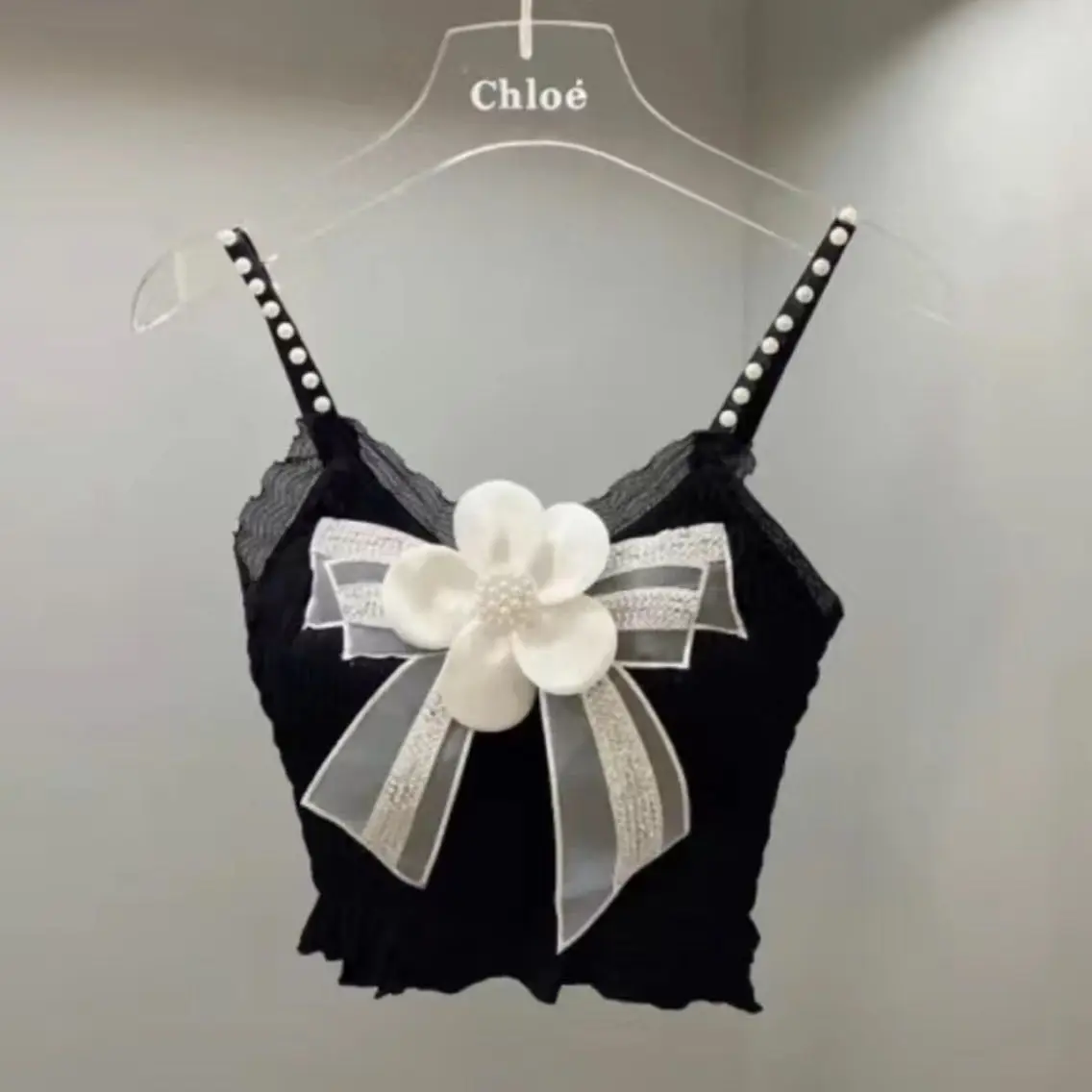 

Весенне-летняя новая тяжелая промышленная майка с бисером и трехмерным цветочным бантом красивое нижнее белье