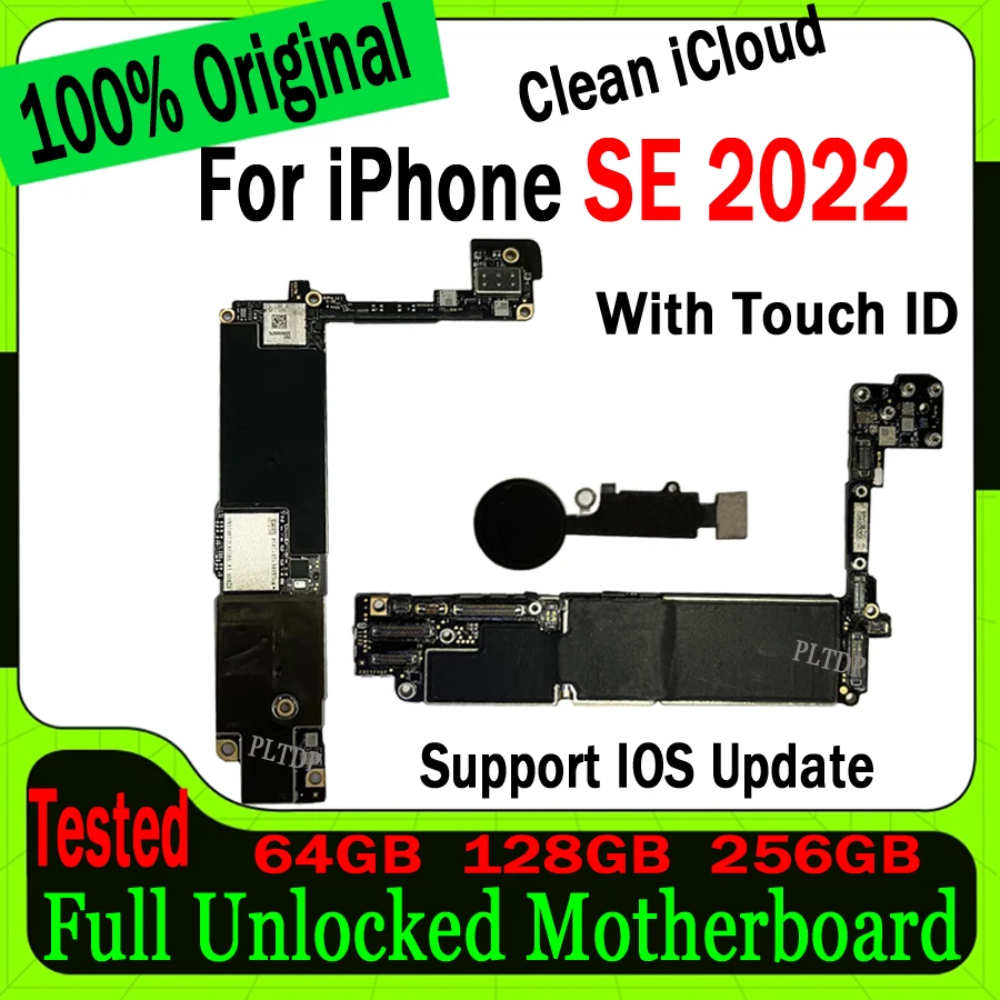 

100% Tested Full Working For IPhone SE 2022 Motherboard Original Unlocked Logic Board With/No Touch ID Mainboard Clean ICloud