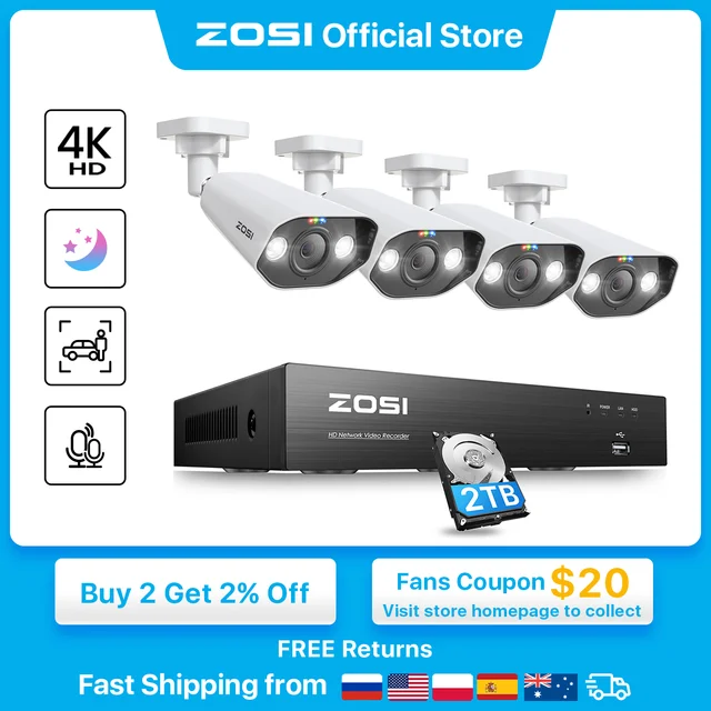 ZOSI 1080P 8CH H.265+ DVR Enregistreur avec 1TB Disque Dur et