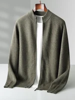 Choice High Quality Men Zipper Wool Cardigan Cashmere Sweater Autumn Winter Thick Smart Casual 100% Merino Wool Knitwear Tops 1