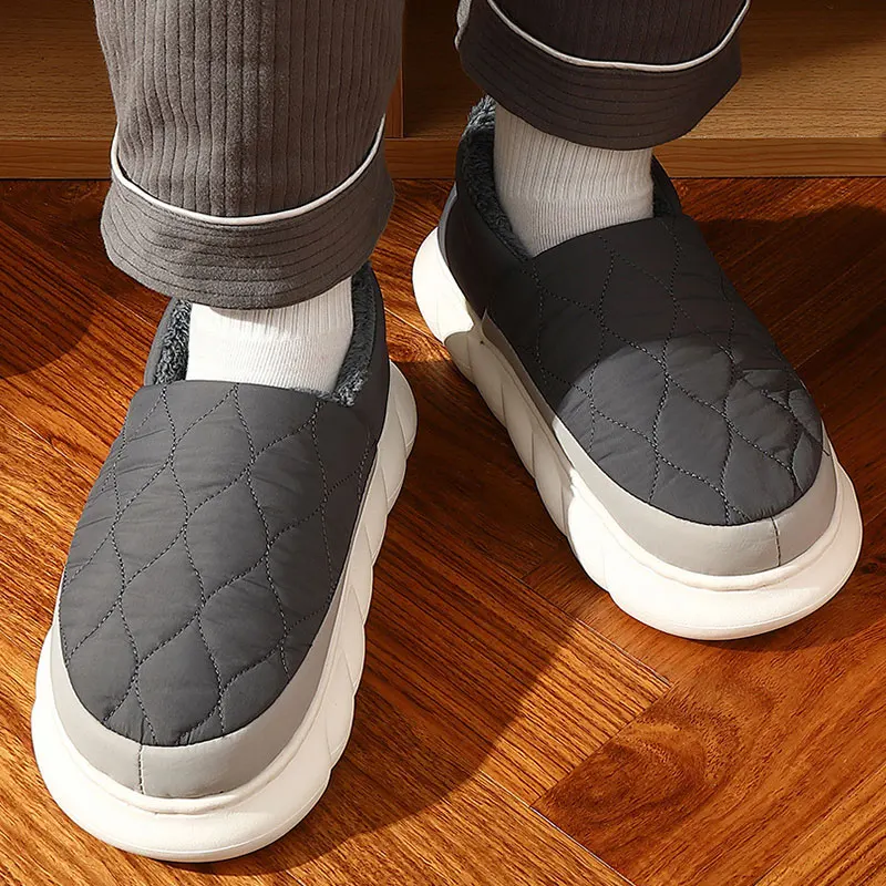 Bebealy Winter Men Shoes Winter Short Plush Men Slippers Outdoor Fur Non-slip House Shoes Casual Fuzzy Soft Cozy Men Shoes Women 5