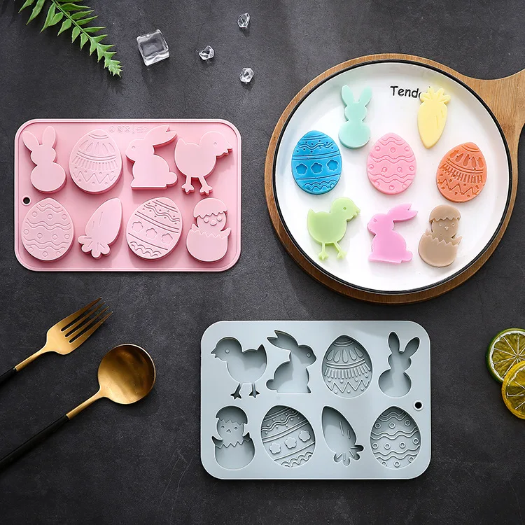 Easter Silicone Mold Chicken Rabbit Egg and Other Modeling Hand Soap Cake Mold Chocolate silicone mold soap molds