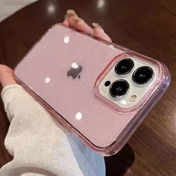 Luxury Fashion Bling Glitter Transparent Phone Case Cover - iPhone 16 (Pink)