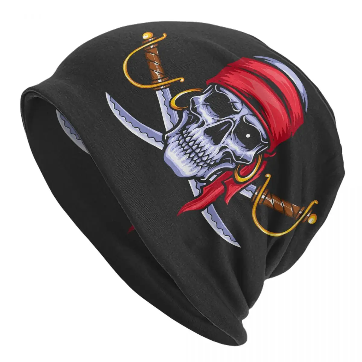 

2023 Warm Hat for Women Skull Pirates With Sword Stacking Knitted Bonnet Cap Men Hat Hip Hop Beanies