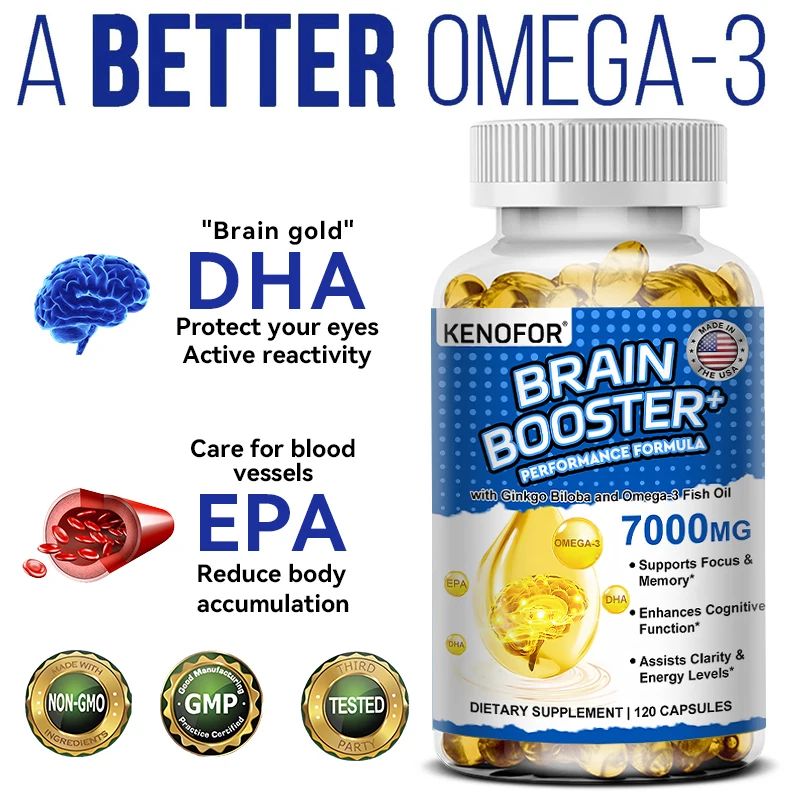 KENOFORBrainBoosterwithGinkgoBilobaandOmega3FishOilSupports