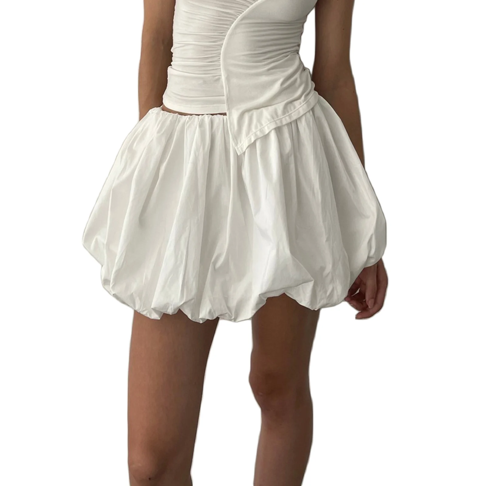 

Женская мини-юбка-фонарик, новая мода, эластичная талия, однотонная короткая юбка-пуховик, фея, гранж, свободная облегающая юбка
