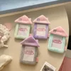 MINKYS Kawaii House Shape Fluffy 3 inch Kpop Photocard Holder Photo Card Holder Bag Pendant School Stationery 1