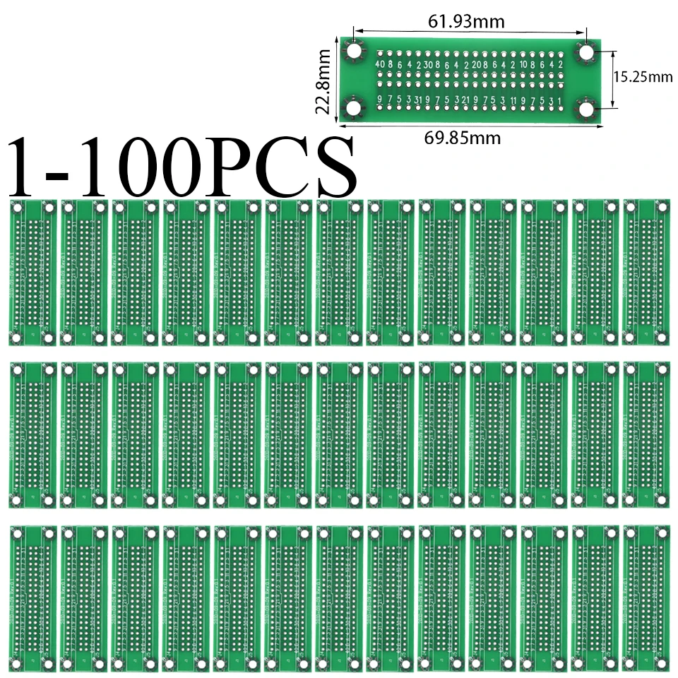 1-100 Stück Multifunktions-Adapterplatte 40-PIN Einzel-Dreh-Testplatine Steckbrett Universalplatte Lochplatte PCB