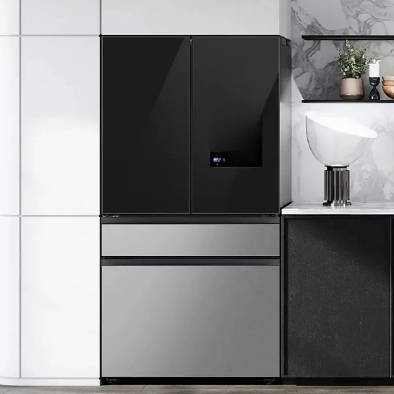 BIG SALE Bespoke 29 Cu. Ft. 4-Door French Door Smart Refrigerator with Family Hub-Charcoal Glass/Stainless Steel