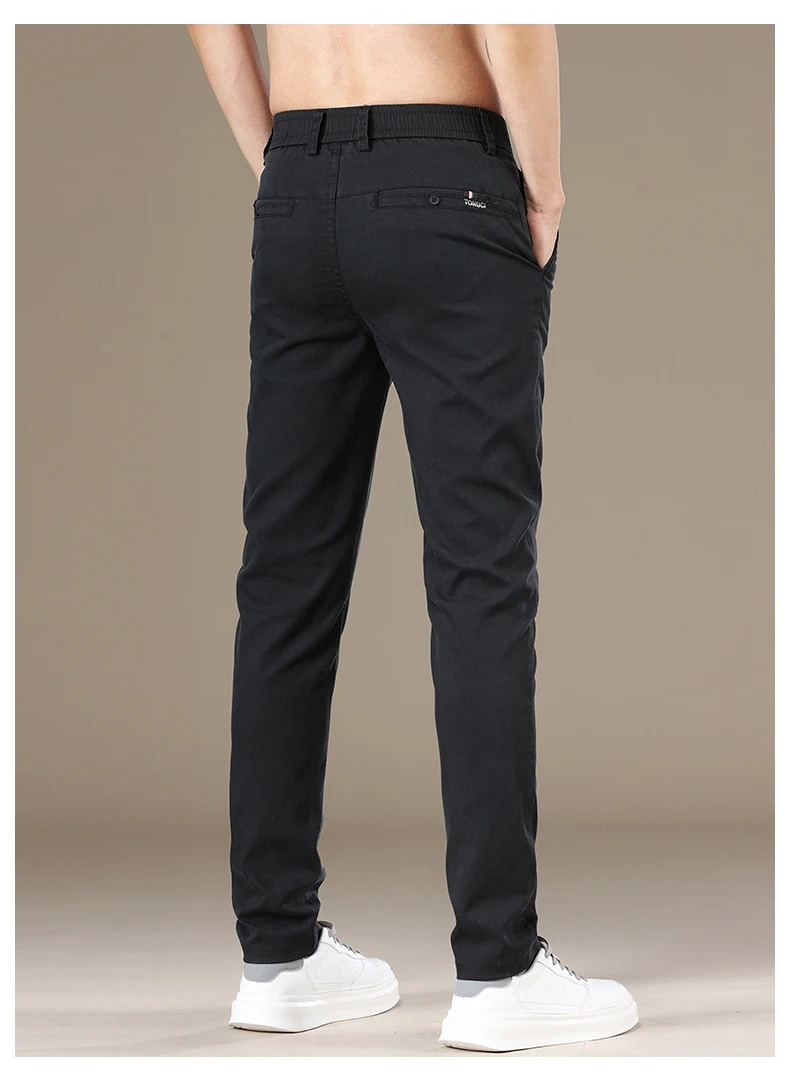Gerade Slim Fit Lyocell Herrenhose Twill Stoff Atmungsaktive Mode Freizeithose Einfarbig Frühling Sommer Businesshose – Detail 9