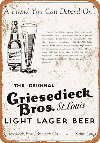 

8x12 Inch 1939 Griesedieck Light Lager Beer Vintage Look Metal Sign