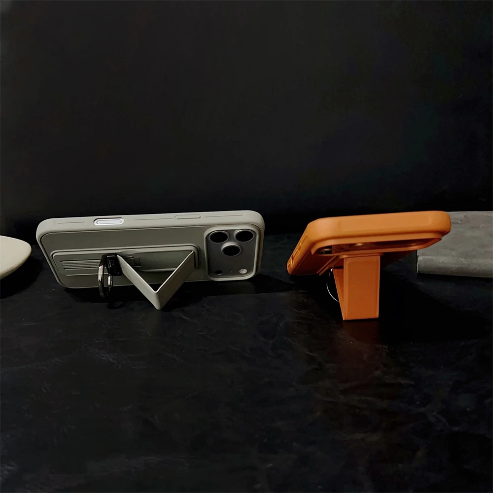 Metallring-Handgelenkschlaufenhalterung, Handyhülle für iPhone 17, 16, 15, 14, 13, Pro Max Plus, Luftständer, Ständer, Silikon-Schutzhülle – Detail 6