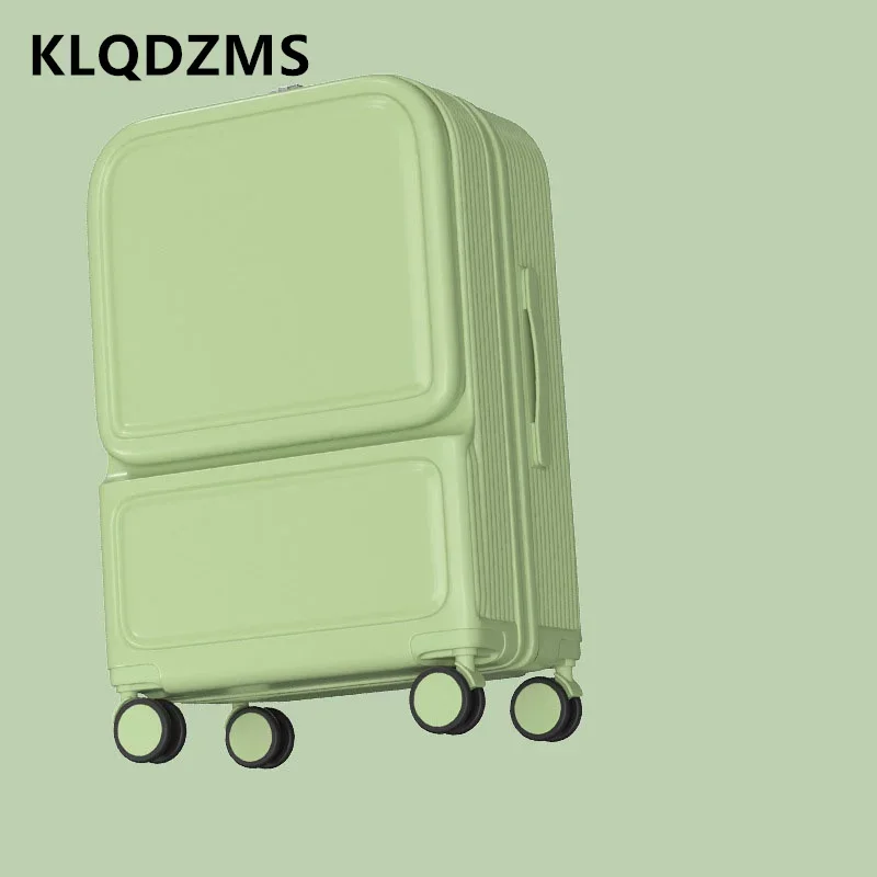 

KLQDZMS 20"22 New Suitcase Front Opening Laptop Boarding Case 24"26 Inch ABS Zipper Trolley Case Carry-on Travel Luggage