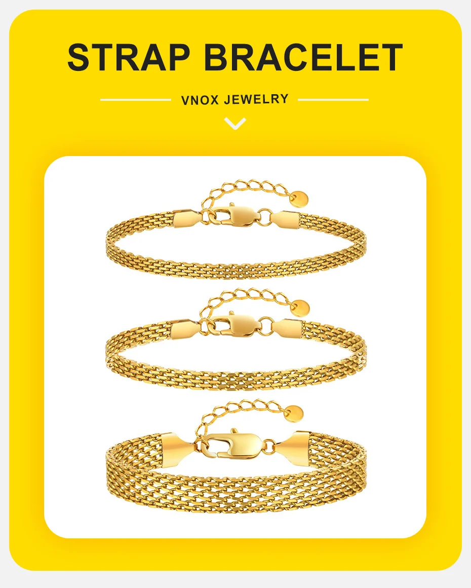 Vnox Edelstahlarmband für Damen und Herren, vierfarbig, 3/6/8 mm breites Uhrenarmband, lässige Business-Schmuckgeschenke – Detail 1
