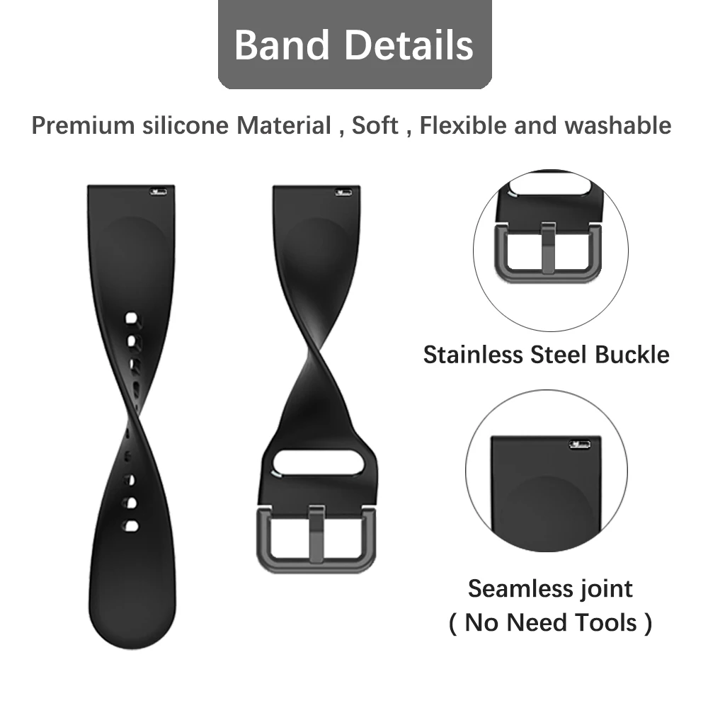 Premium Silicone Smart Watch Band - Available in 20mm and 22mm Sizes