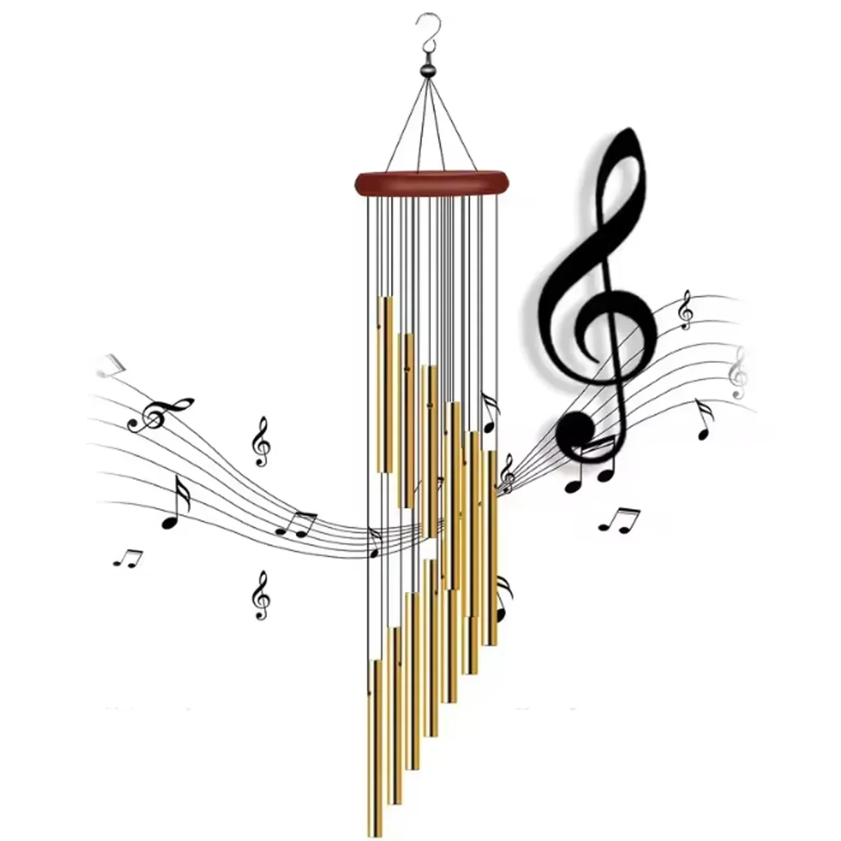 Metal Aluminium Tube Wind Chimes with Hooks Outdoor Garden Decoration