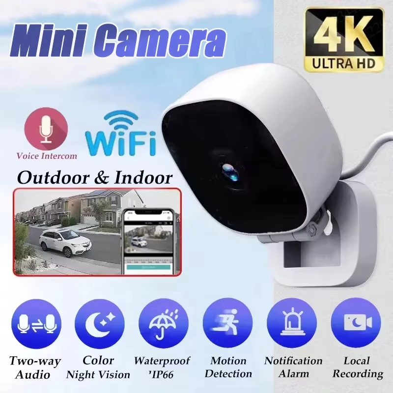 Mini caméra de sécurité 4K, étanche IP65, Vision nocturne polychrome, détection de mouvement, moniteur Wifi avec Audio bidirectionnel 2026 1 Mini caméra de sécurité 4K, étanche IP65, Vision nocturne polychrome, détection de mouvement, moniteur Wifi avec Audio bidirectionnel 2026 1