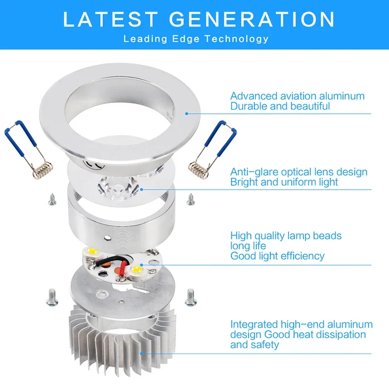 10Pcs /Lots LED DownLight Dimmable 5 LED Spotlight Recessed Cabinet Wall Spot Ceiling Lamp Cold Warm White for Home Lighting LED Downlight Recessed Ceiling Spotlight