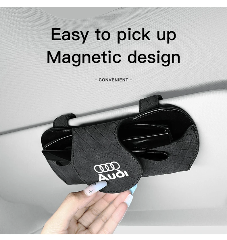 LFOTPP Sunglasses Holder Glasses Case For AUD-i A3 8V A4 B8 B9 A5 A6 C7 C8 Q3 8U Q5 Q7, Car Accessories Sunglasses Glasses Holder Storage Box Organiser (Black