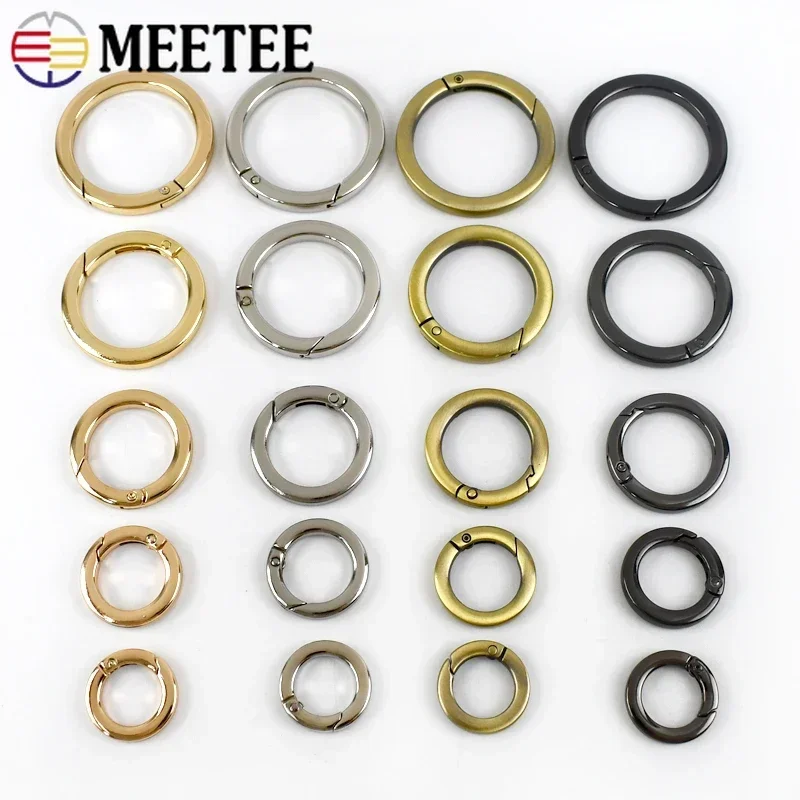 5/10Pcs 16-38mm Spring Snap O Ring Metal Buckles Flat Round Coil Clasp ...