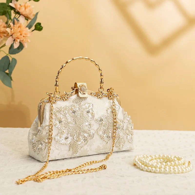 Embroidery Vintage Evening Bag Female Luxury Evening Bags Handmade Embroidery Beaded Rhinestone Party Purses Womens Clutches Bag