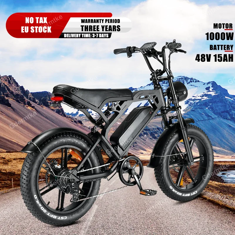 Bicicletta Elettrica Eu Stock 20 Pollici Fat Tire E Bike 1000W Motore 48 V15Ah Batteria Adulto Fuoristrada Moto Snow Beach Bici Elettrica