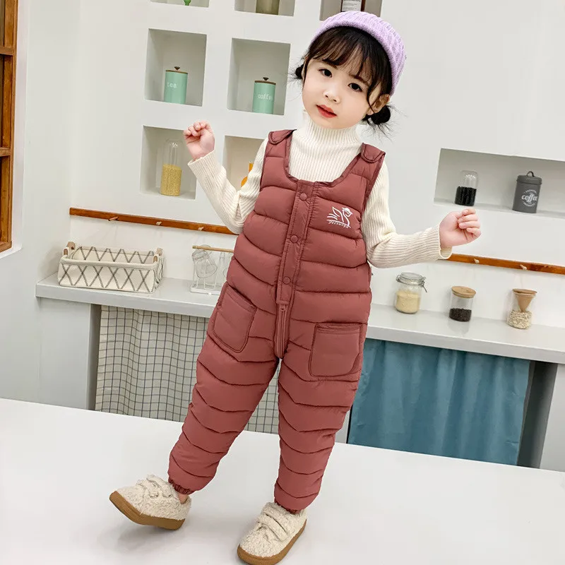 Monos de invierno para bebés, pantalones gruesos para niñas, mono cálido para niñas, pantalones de chándal para exteriores, monos de esquí para niños, 2023