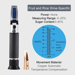 Portable Handheld Alcohol Concentration Tester for Spirits and Beverages (Frt - Rce - Wne - Cpr)
