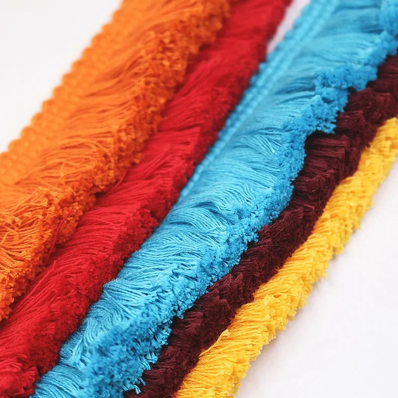 Sky Blue & Red Fringe Lace Trim - Cotton Thread Strip (2m x 4cm) for DIY Clothing, Accessories, and Home Decor