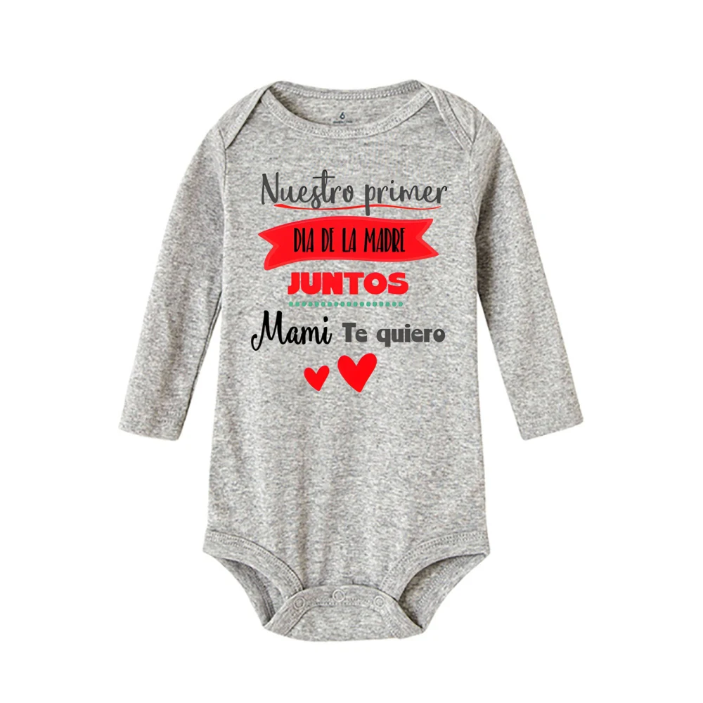 우리가 함께한 첫 번째 어머니날 프린트 베이비 바디수트 남아 여아 옷  롬퍼  첫 어머니날 의상  선물