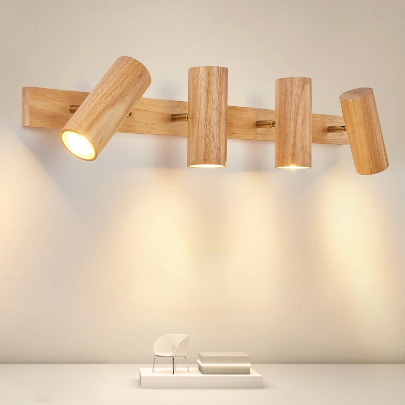 

Nordic Bedside Wall Lamp LED Multihead Walnut Rotatable Decorative Lights for Bedroom Living Room Study Indoor Lighting Fixtures