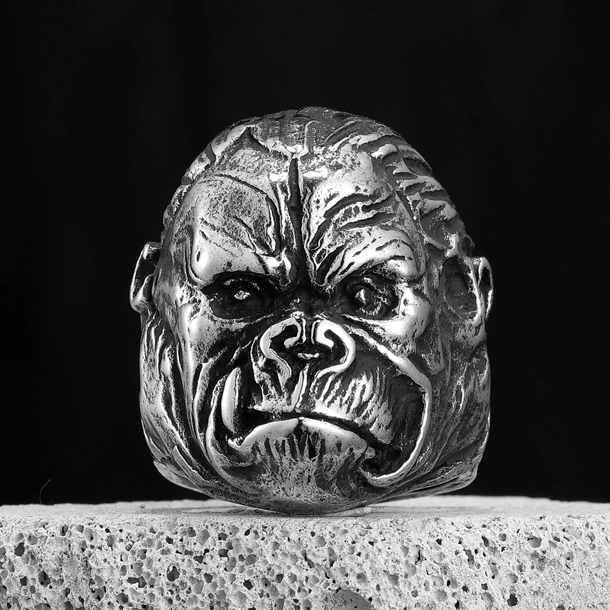 Gorilla Anello Da Uomo, Angry Orang-Utan Anello Big Monkey, Hip Hop Biker, Anello Da Uomo Alla Moda Domineering Punk, Anello Vintage, Regalo Per Uomini E Ragazzi, 20.6, No