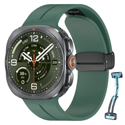 Magnetic Folding Buckle Silicone Sport Band Bracelet - Soft Strap - Galaxy Watch Ultra 2 (Rock green)