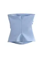 Strapless Draped Bustier Tops for Women, Straight Neck, Back Zipper, Female Camis, Fashion - Image 3