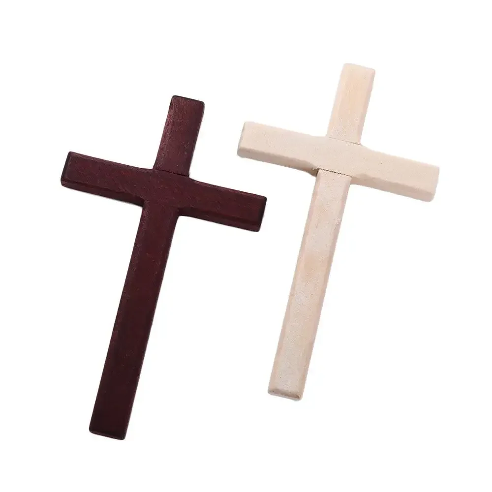 Creative Christian Wooden Cross 12cm Hanging Wall Large Long Crucifix Two Color Home Decoration 1PC