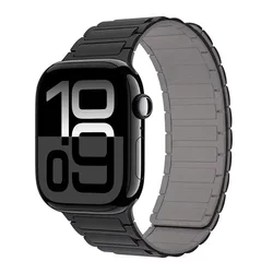 Premium Sports Silicone Magnetic Watch Strap Bracelet for 38mm 40mm 41mm (Black grey)