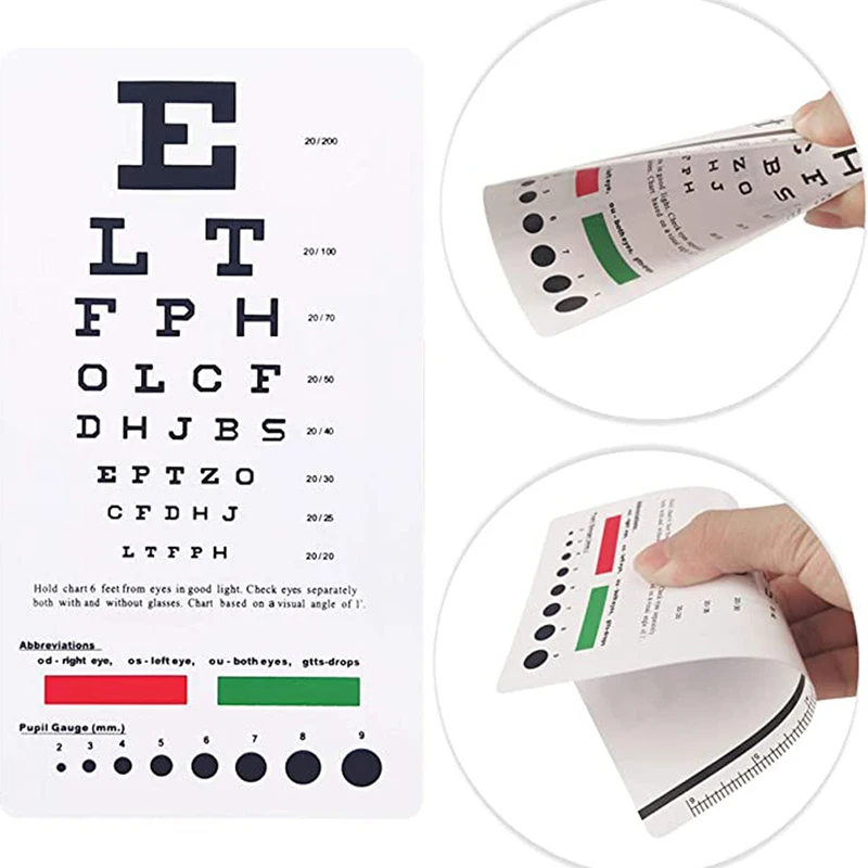 

Waterproof Tear Resistant Snellen Eye Chart with Height Measurement Ruller Scale for Kids Optician Eye Vision Testing