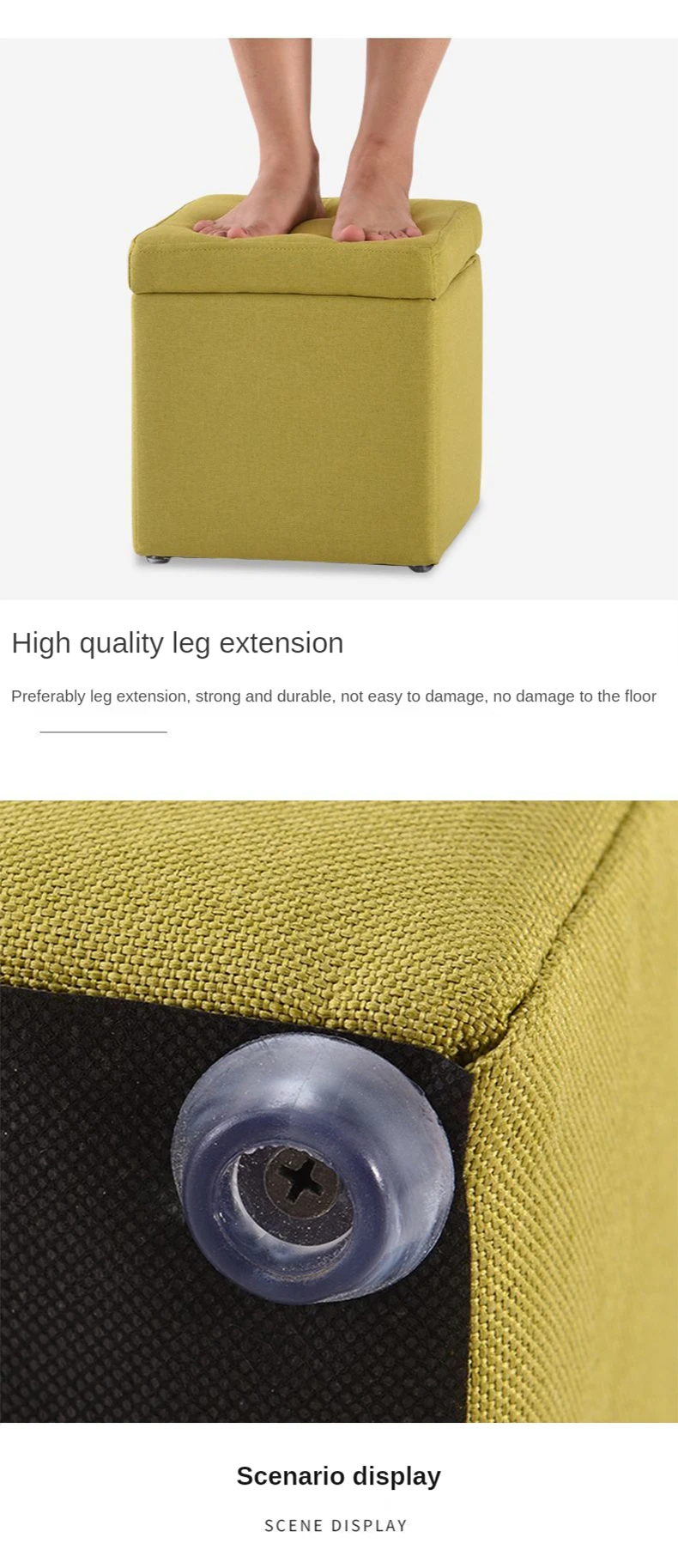 Description Picture 6 of itemFolding Stool Multifunctional Storage Ottoman Living Room Furniture Nordic Style Outdoor Portable Folding Chair PU Leather Stool