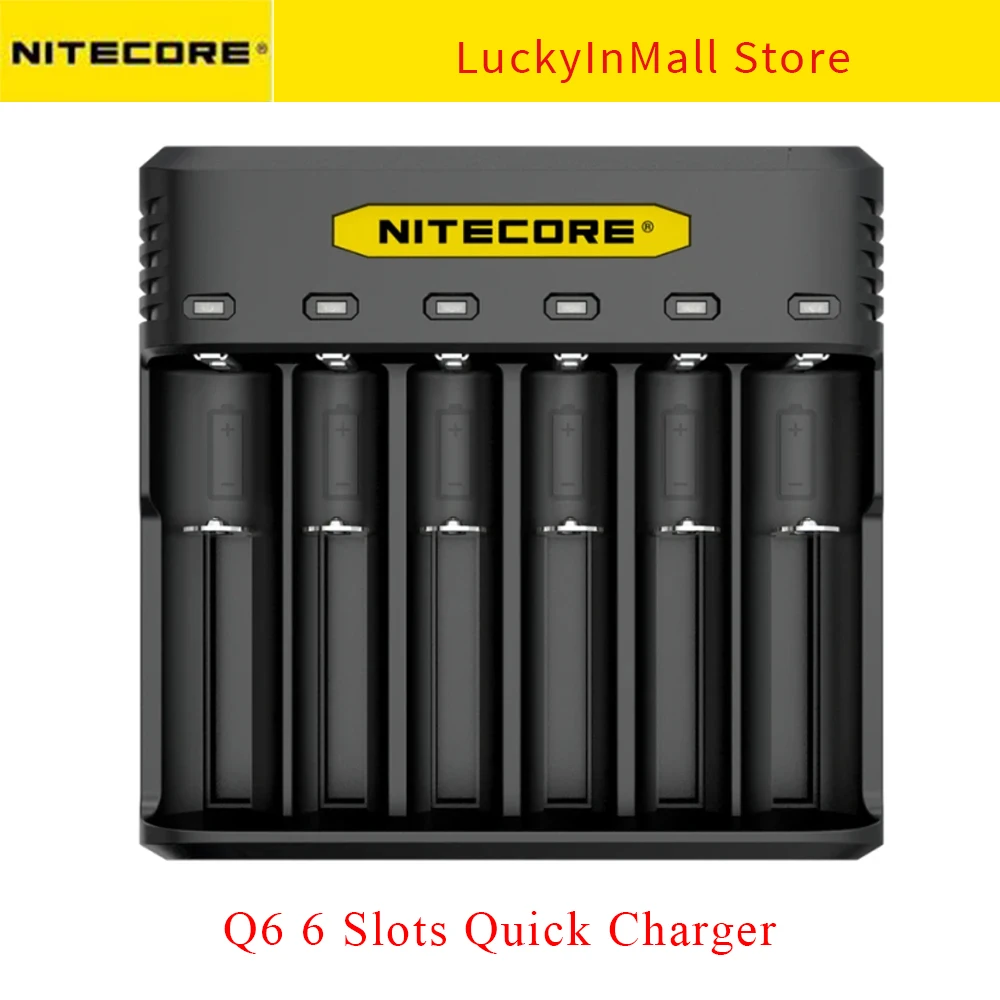 

NITECORE Q6 6 Slots Quick Battery Charger Travel Portable Compatible With Li-ion/IMR Battery 20700 21700 26700 17670 16500 18650