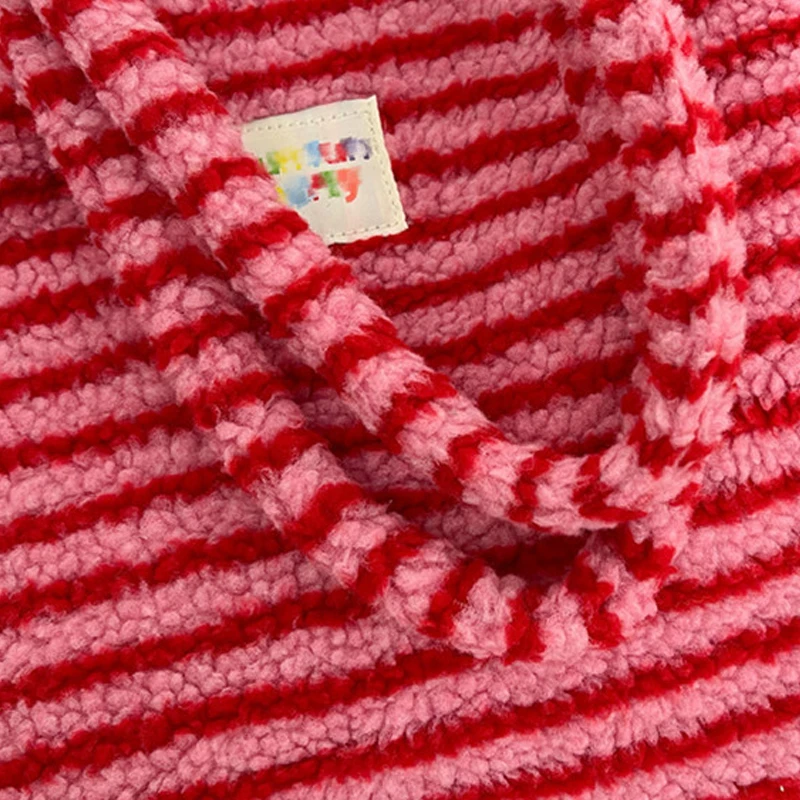 1PCS Casual Commuter Large Capacity Bag Women's Autumn and Winter Fashion Plush Stripe Shopping Bag Shoulder Bag