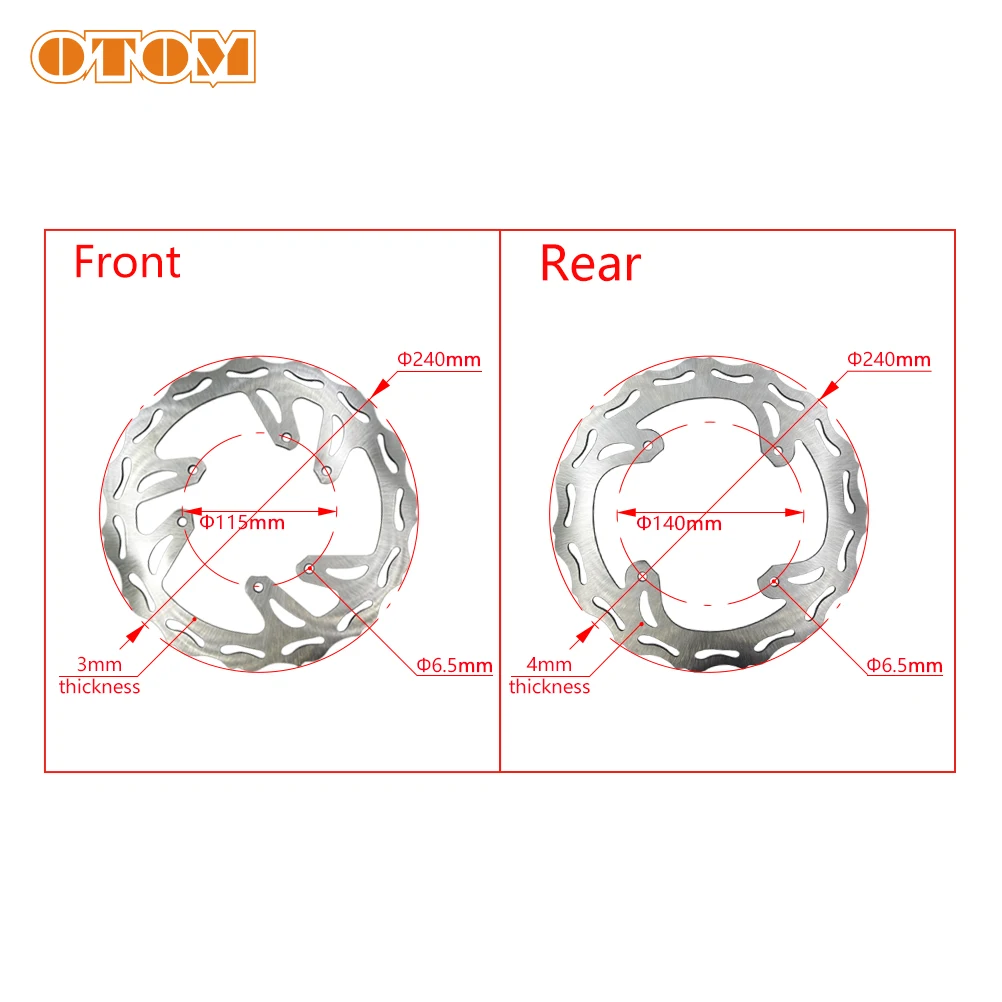 OTOM Motorcycle Brake Disc High-Carbon Chromium Steel Front And Rear 240mm Brake Flange For HONDA CRF250R CRF250X CRF450R/450X